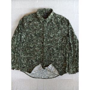 Public Opinion Men XL Military Green Coumoflage Cotton Long Sleeve Buttons Shirt